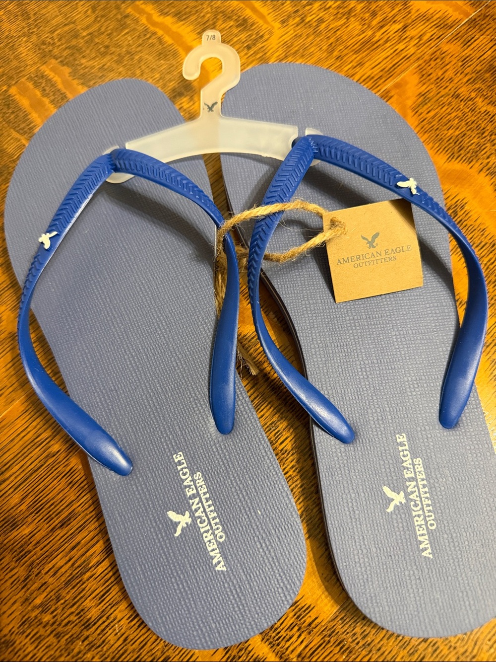 American Eagle Outfitters Navy Blue Flip Flops with Logo